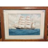 PELHAM JONES (1890-1950) 'Crescent' A Clipper In Full Sail Watercolour Signed and inscribed 35.5 x