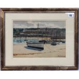 JOHN MALLARD BROMLEY (1858-1939) Boat In St Ives Harbour Watercolour Signed 23.5 x 34cm