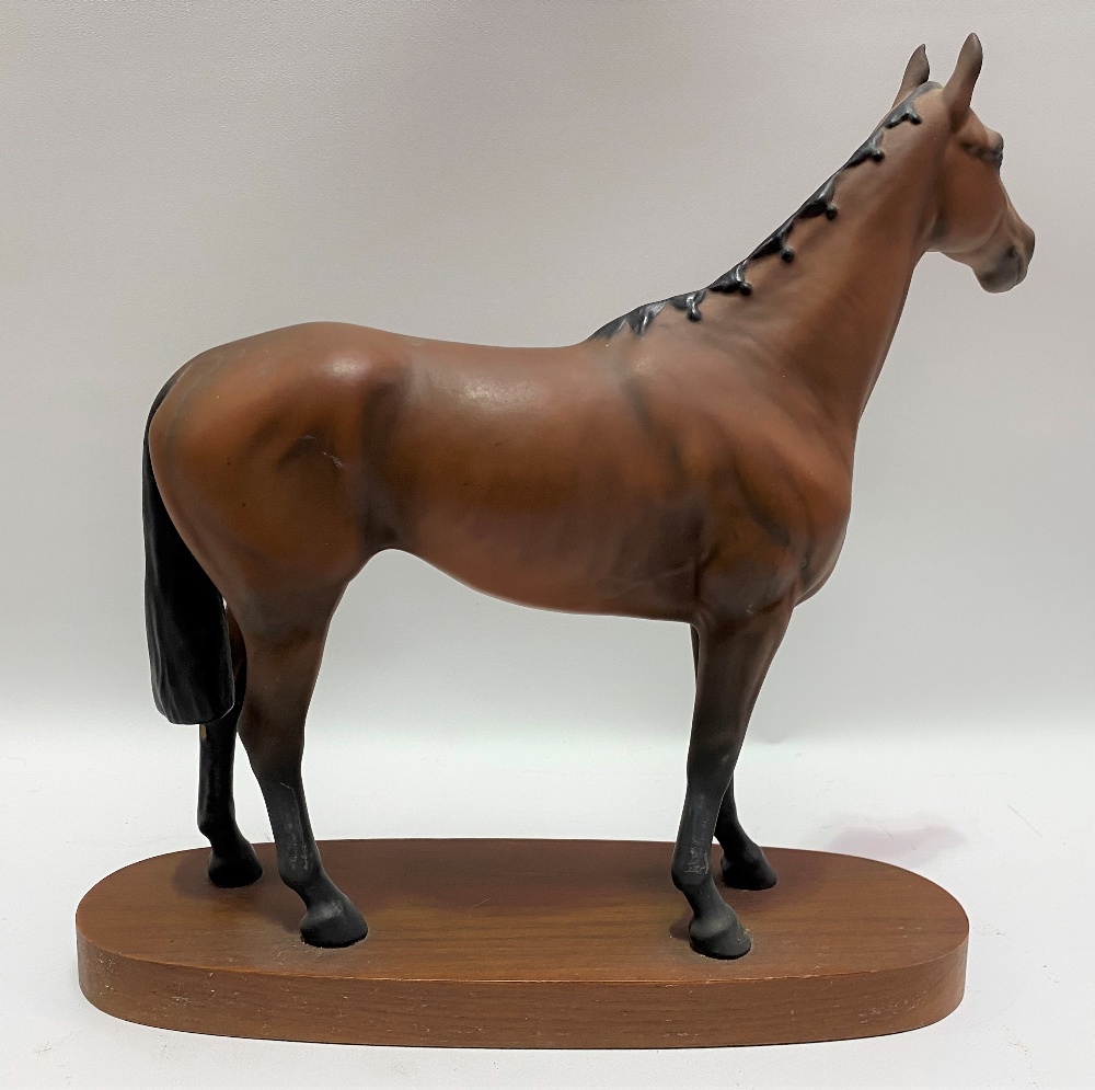 Beswick Pottery matt glazed horse 'Arkle Champion Steeplechaser' upon oval wooden base, height 30cm - Image 2 of 2