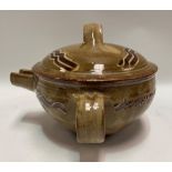 A Seth Cardew Wenford Bridge studio pottery lidded pot with finger pulled slip decoration, impressed