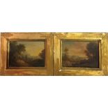 19th Continental School A pair of landscapes with ruins Oil on board Each 12 x 16cm