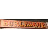 'BURLESQUE' painted circus sign, width 104.5cm