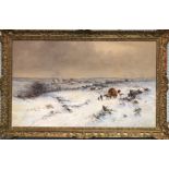 CHARLES BROOKE BRANWHITE (1851-1929) Horse and cart with figures in a winter landscape Watercolour