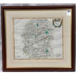 ROBERT MORDEN Map of Wiltshire Hand coloured copper engraving 35 x 41.5cm