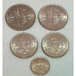 Two George VI half-crowns, 1944 & 1946; together with two George VI two shillings coins, 1943 &