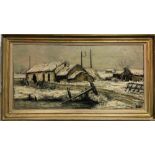 GINETTE RAPP (1928-1998) Winter Farmstead Oil on canvas Signed 49 x 99cm