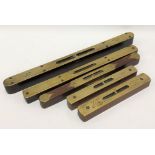 Five various brass mounted spirit levels, the largest by John Rabone & Sons, length 30cm