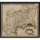 Hand coloured copper engraved map of Middlesex after Robert Morden 38 x 43cm