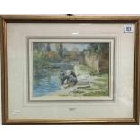 JOSEPH KIRKPATRICK (1872-1930) Washerwomen at a River Watercolour Signed and dated 1900 18 x 26cm