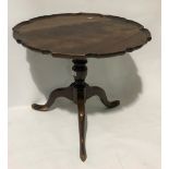 George III style pie crust circular tilt top tripod table, diameter 60cm