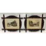 A pair of Black Forest carved frames, each frame carved with naturalistic branches and with carved