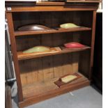 Mahogany low bookcase with two adjustable shelves and on a plinth base, height 117cm x width 109cm