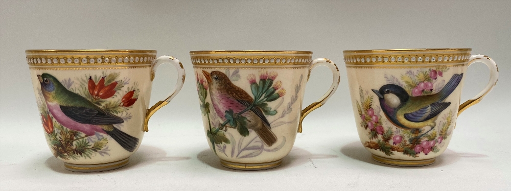 A good 19th Century Royal Worcester ornithological painted blush ivory part tea set, no. 8292, - Image 22 of 29