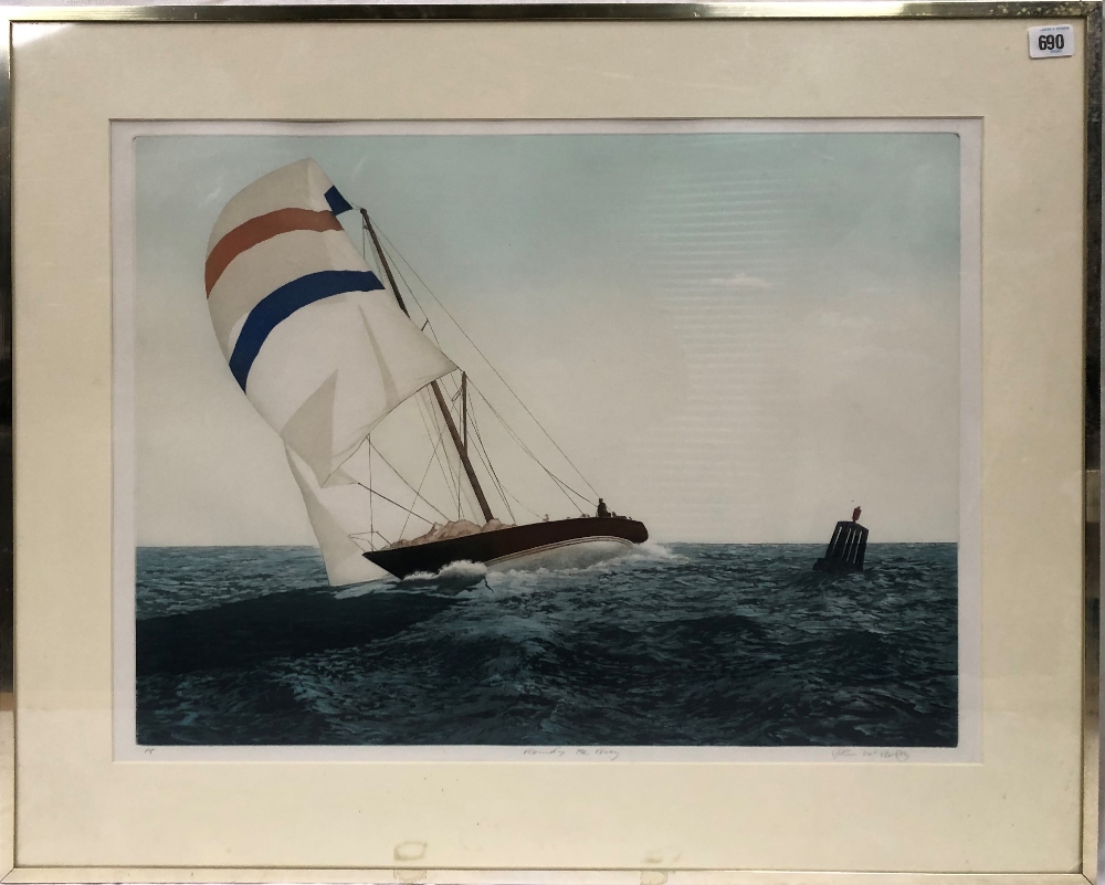 JOHN MCNULTY (b.1949) 'Rounding The Buoy' Etching aquatint Artist's proof colour aquatint Signed and