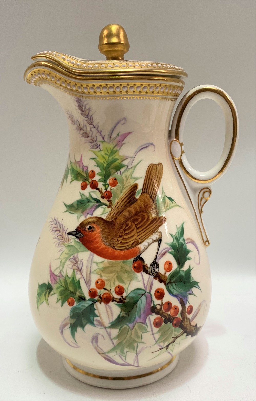 A good 19th Century Royal Worcester ornithological painted blush ivory part tea set, no. 8292, - Image 3 of 29