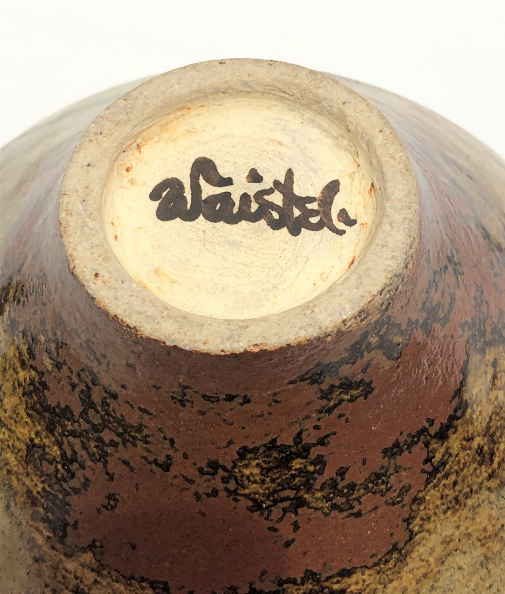 A Waistel Cooper stoneware baluster vase with oatmeal and tenmoku glaze, signed to the base, - Image 2 of 2