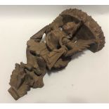 Burmese carved wood wall bracket, height 50cm