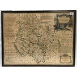 An 18th century hand coloured copper engraved map of Hereford Shire after Emanuel Bowen and