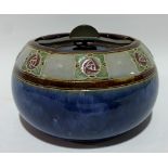 Royal Doulton stoneware ovoid tobacco jar and cover, patent no. 194168 and impressed no. 8674 UBW,