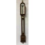 A good oak cased stick barometer thermometer by Negretti & Zambra scientific instrument makers
