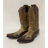 A pair of gentlemans Goodyear Welted by Sendra brown leather cowboy boots, UK size 9.5.