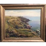 DENYS LAW (1907-1981) A.R.R. A View of the Cornish Coast Oil on board Signed 39.5 x 49cm