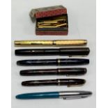 Mabie, Todd & Co, New York 'Swan Pen' fountain pen with gold filled engine turned case and 14ct gold