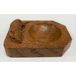 Robert Mouseman Thompson carved oak ashtray, width 10.5cm