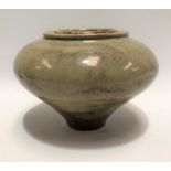 A Waistel Cooper stoneware baluster vase with oatmeal and tenmoku glaze, signed to the base,