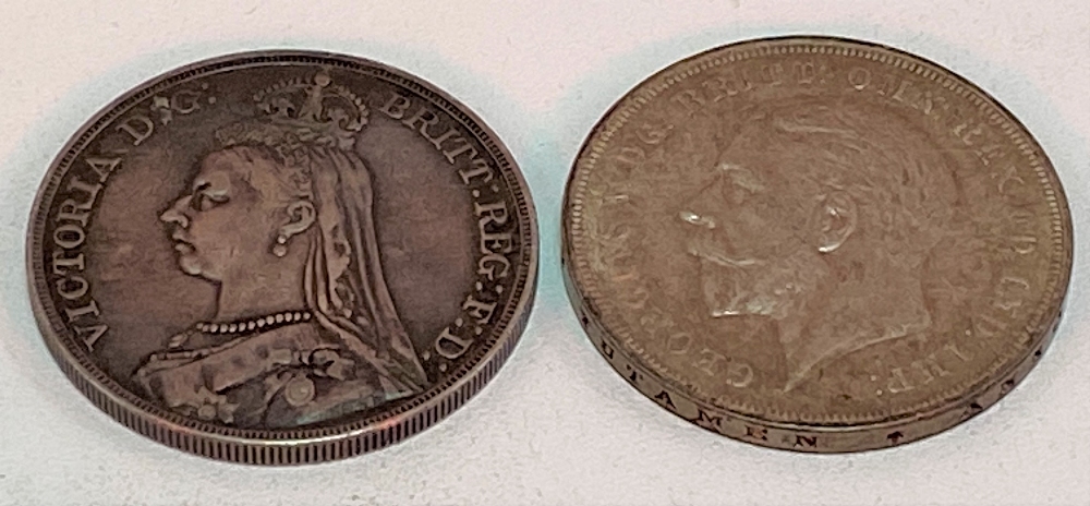 Victoria 1891 crown, jubilee head; together with a George V 1935 jubilee crown (2). - Image 2 of 2