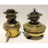 Pair of brass squat oil lamps