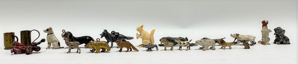 Four cold painted bronze miniature dog figures; together with miniature cold painted bronze lion, - Image 2 of 2