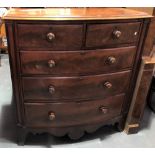 Victorian mahogany bow front chest of two short over three long graduated drawers over a shaped