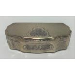 A 19th century Austro-Hungarian silver engine turned hinge lidded snuff box, town identification