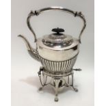 A silver plated half fluted spirit kettle by Barker Brother Ltd, height 29cm