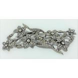 A 935 silver paste set floral brooch, width 10cm, weight 34.6g approx.