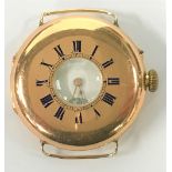 A good early 20th century 18ct gold cased lug gentlemans half hunter manual wind wristwatch by Leroy