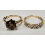 Two 9ct gold stone set rings, weight 6.5g approx.