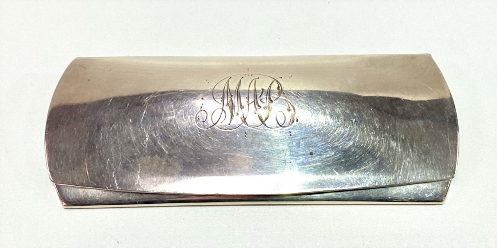 A George V silver spectacles case with engraved monogram to the front, Birmingham 1919, length 10.