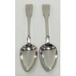 A pair of George III silver fiddle pattern tablespoons, maker Stephen Adams, London 1808, weight 5.