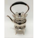 A good George VI silver spirit kettle on stand by Williams (Birmingham) Ltd and retailed by James