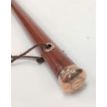 A Victorian rose gold mounted Malacca walking stick, length 77cm.