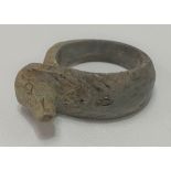 An Ancient Egyptian blue faience cobra ring, size U