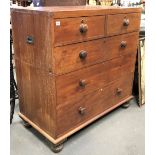 A 19th Century two-section campaign chest, the top section with two short drawers over a long drawer