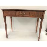 A 19th century mahogany D-end side table with single frieze drawer and on ring turned legs, width