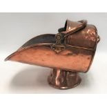 Copper coal helmet, height including handle 40cm.