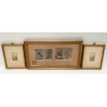A pair of Baxter miniature landscape prints, together with two framed Baxter prints.
