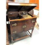 A Pre-War oak gramophone cabinet, width 78cm