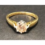 A modern 18ct hallmarked gold diamond solitaire ring, the diamond of 1.25ct spread approx., weight