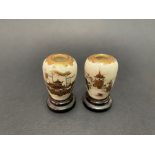 Pair of Japanese Meiji period miniature Satsuma vases by Yabu Meizan (1853-1934), one decorated with